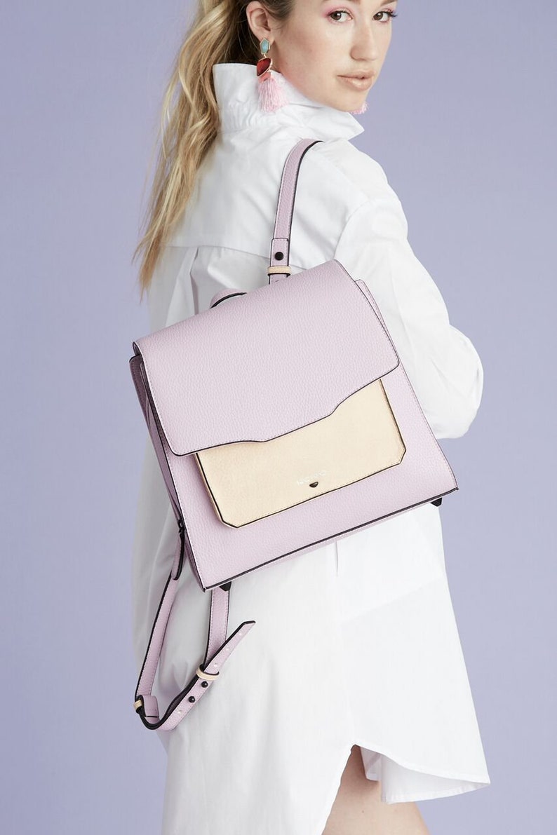 Vegan Leather Backpack Medium Everyday Backpack Vegan Etsy