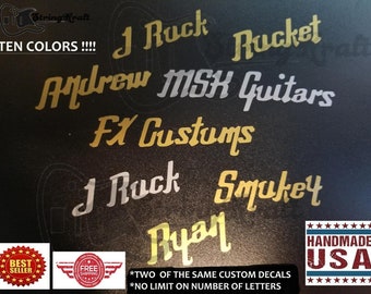 Gibson Style Headstock Decal - Custom Gibson Style Font - Your Brand !! Premium Vinyl - For Guitar and Bass