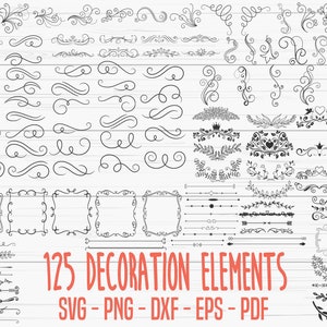 Decorative Elements Svg Ornaments Svg Text Dividers Bundle - Etsy