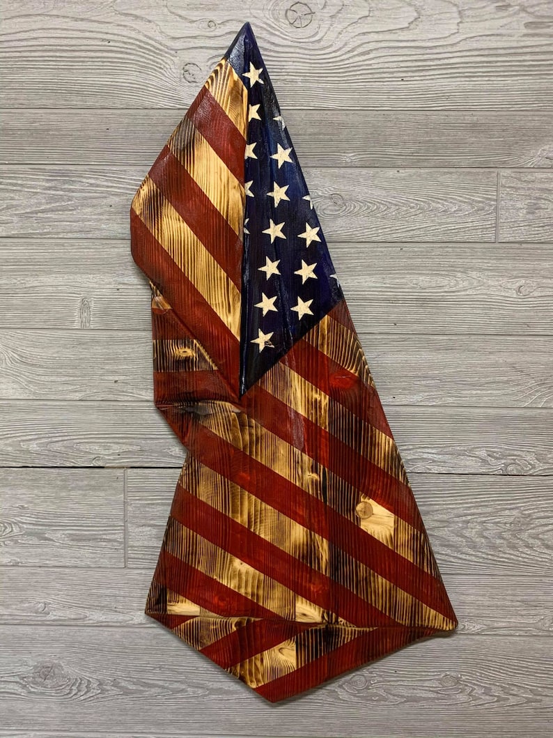 Wooden American Flag Draped Flag Draped American Flag Etsy