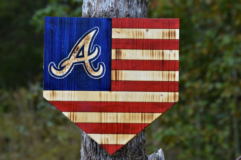 Atlanta Braves Home Plate Wood Home Plate Wooden American Etsy