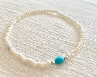 Turquoise Anklet, Ankle Bracelet, Boho Jewelry, Stretchy Anklet, Unique Jewelry, Womens Jewelry, Beaded Bracelets, Gifts for Her, Boho Style