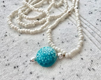 Pendant Necklace, Beaded Necklaces, Long Beaded Necklace, Unique Jewelry, Boho Jewelry, Minimalist Necklace, Sterling Silver, Cambodian