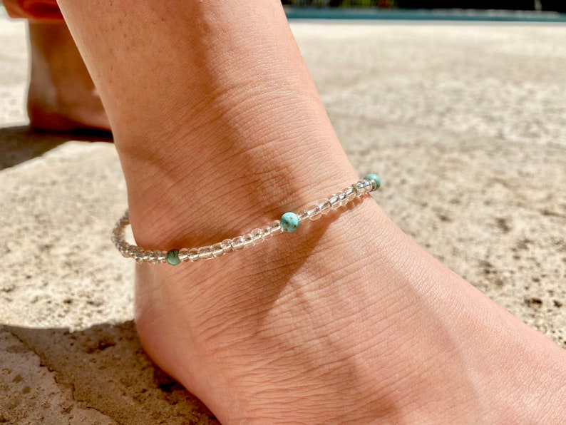 Beaded Bracelet Boho Style Ankle Bracelets Unique Gifts Turquoise Anklet Beaded Anklet Turquoise Jewelry Boho Jewelry Womens Jewelry