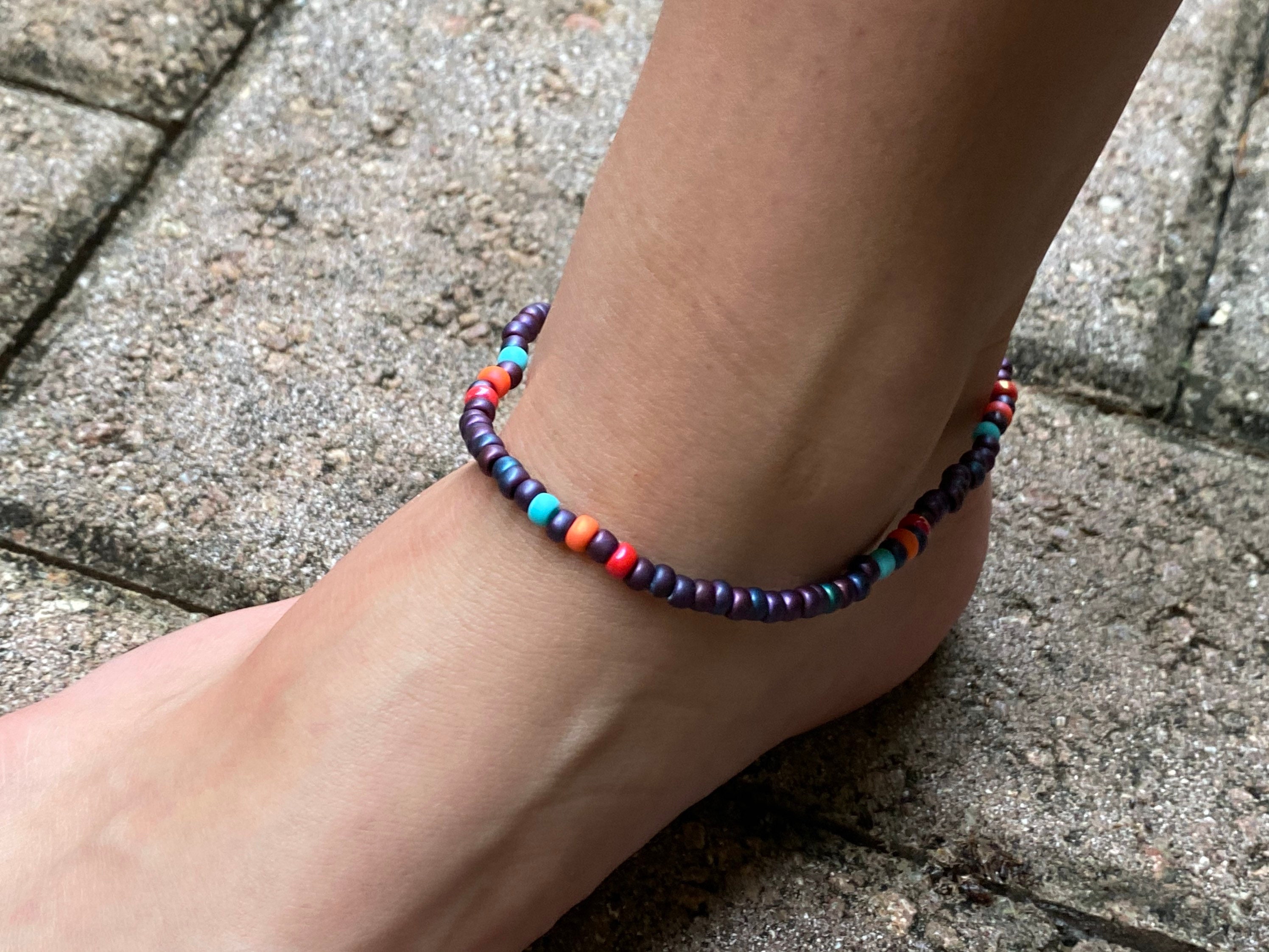 Ankle Bracelet Stretchy Anklet Beaded Bracelets Boho Etsy