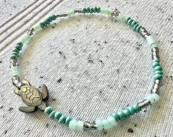 Sea Turtle Anklet, Mother of Pearl, Beaded Bracelets, Boho Jewelry, Ankle Bracelets, Hippie Jewelry, Gifts Ideas, Sea Turtle Jewelry, Anklet