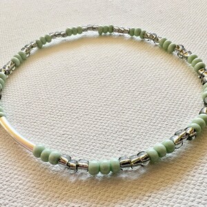 Silver Anklet Bracelet Beaded Bracelet Stretchy Boho Anklet Cute Anklet Gifts for Her Summer Anklet Bracelet on Ankle Handmade Jewelry