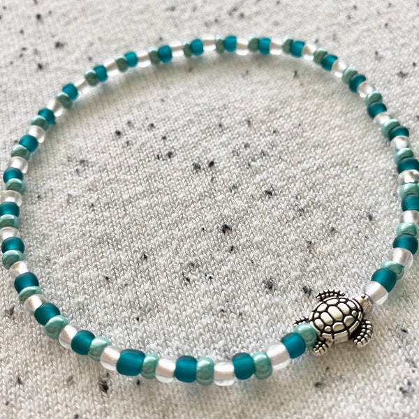 Sea Turtle Anklet, Beaded Bracelets, Beach Jewelry, Ankle Bracelets, Gifts for Her, Boho Jewelry, Turtle Jewelry, Anklet, Unique Jewelry