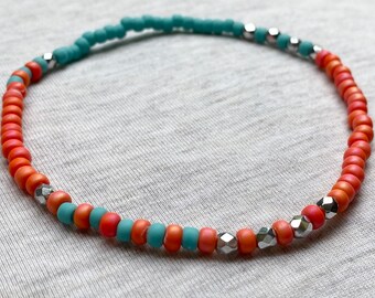 Ankle Bracelet, Stretchy Anklet, Colorful Jewelry, Boho Style, Bohemian Jewelry, Beaded Bracelets, Handmade, Beach Jewelry, Anklets