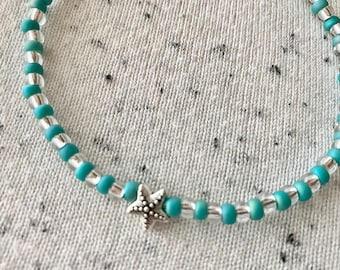 Sea star anklet, Starfish anklet, Beaded Bracelets, Unique Jewelry, Beach Jewelry, Anklets, Ankle Bracelets, Gifts for Her, Boho Jewelry