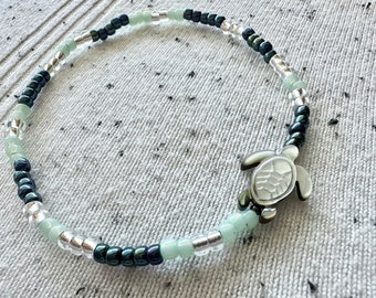 Sea Turtle Anklet, Mother of Pearl, Sea Turtle Jewelry, Ankle Bracelets, Beaded Bracelets, Hippie Jewelry, Beach Jewelry, Boho Jewelry