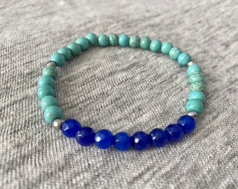 Blue Jade Bracelet, Turquoise Bracelet, Stretchy Bracelet, Beaded Bracelets, Boho Bracelets, Gifts for Her, Beaded Jewelry, Unique Jewelry