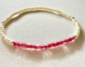 Pink Anklet or Bracelet, Stretchy Anklets, Womens Jewelry Gift Ideas, Beaded Handmade Unique Jewelry, Boho Ankle Bracelet, Beachy Anklets