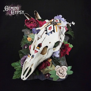 Real Handpainted Deer Skull Wall Mount