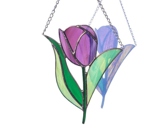 Stained Glass Tulip Suncatcher Etsy