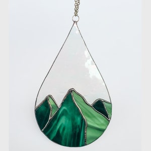 Mountain Raindrop - Suncatcher - Stained Glass - Gift - Home Decor