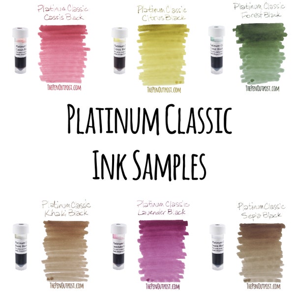 Platinum Classic Fountain Pen Ink 3ml Samples - Iron Gall - 6 Colors