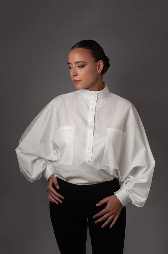 Women's Cotton Shirt With Maxi Gathered Sleeve - Etsy