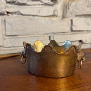 Vintage Scalloped Edge Brass Bowl/ Cache Pot
