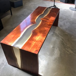 epoxy resin cedar waterfall coffee table
