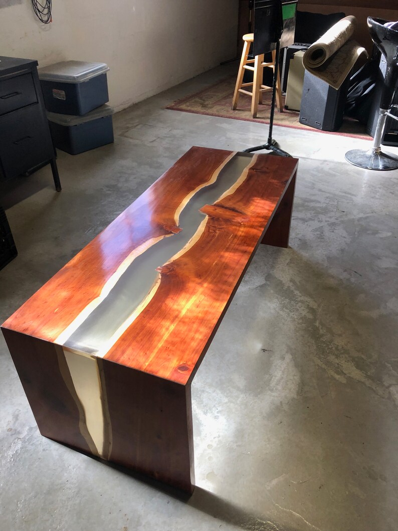 Epoxy Resin Cedar Waterfall Coffee Table Etsy