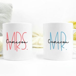 Personalized Mr & Mrs Mugs - Hot Cocoa Chocolate - Tea - Cider - Warm and Cozy Mug - Christmas Birthday Gift