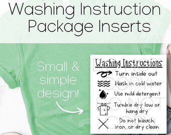 Cartes d'emballage d'instructions de lavage simples