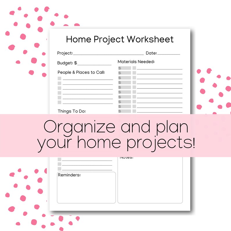 Project Property Project Printable Home Project Worksheet Gray Scale - Etsy