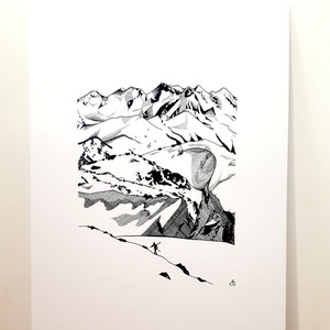 Print - Backcountry Mountains in Whistler BC - Pen and Ink Illustration