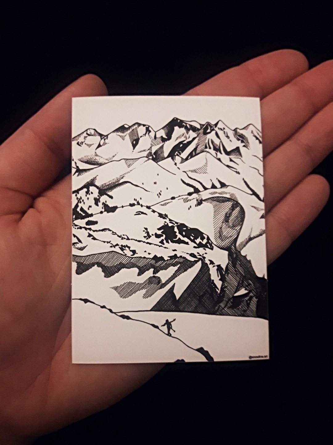 Matte Sticker - Backcountry Mountains in Whistler BC - Pen and Ink ...