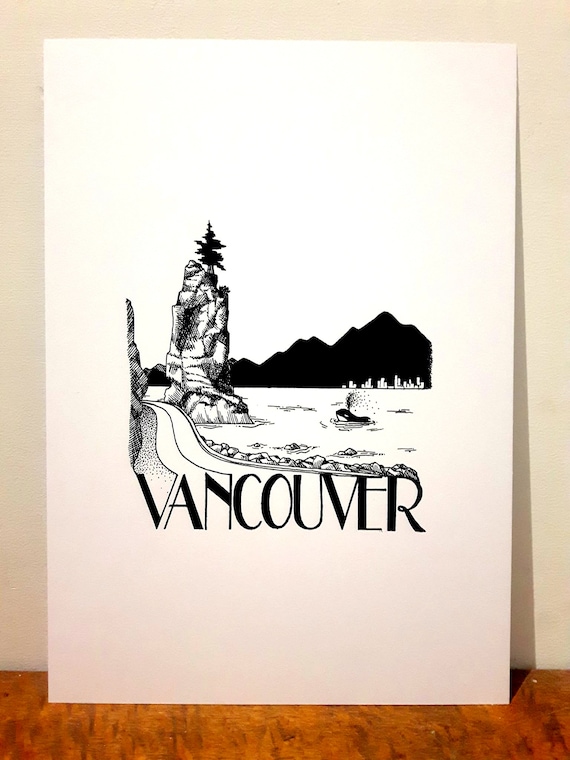 Print - Siwash Rock, Vancouver BC - Pen and Ink Illustration