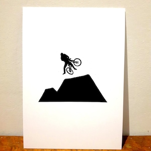 Imprimer - Slopestyle Dirtjump Silhouette MTB - Illustration VTT stylo et encre - Art mural NacNac