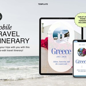 Mobile Travel Itinerary | Digital Travel Planner | Canva Travel Itinerary Template