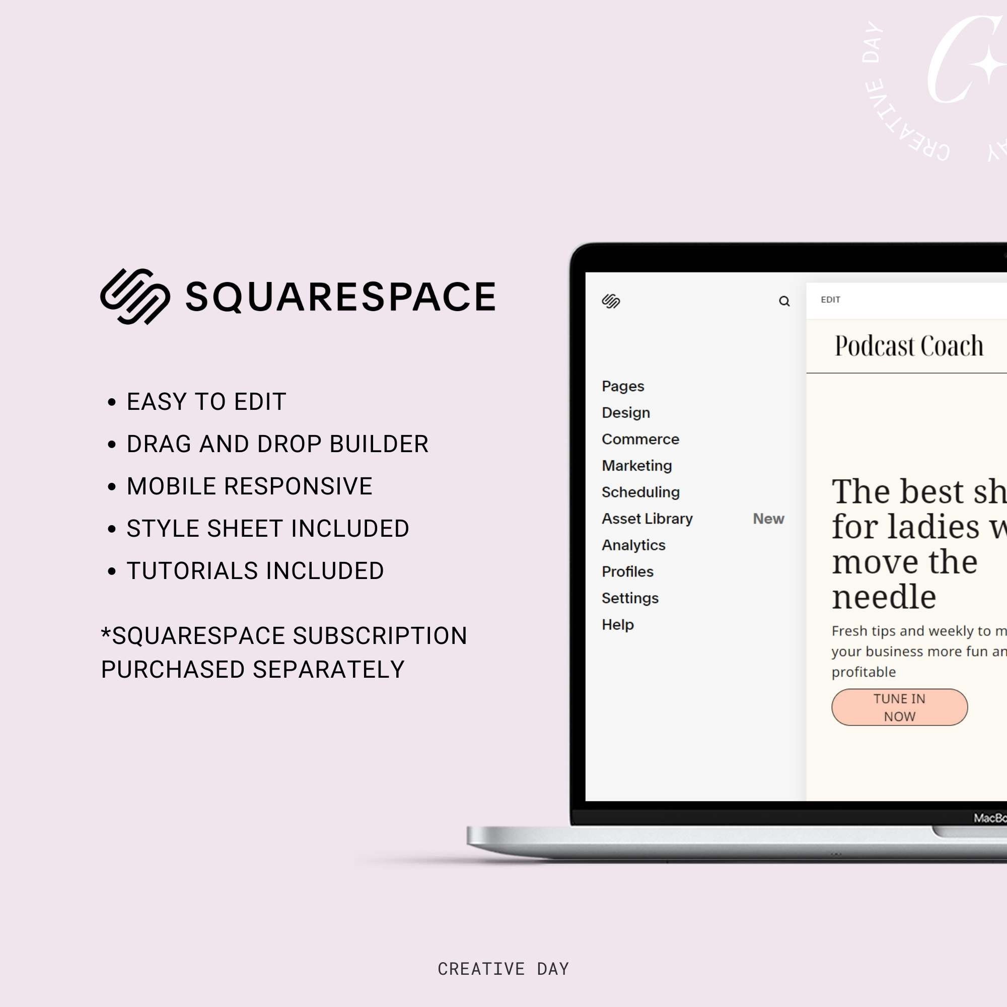 Squarespace Podcast Template for Coach Squarespace Website Template for