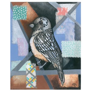 Kunstdruck Vogel: Buntes, verspieltes Wandbild