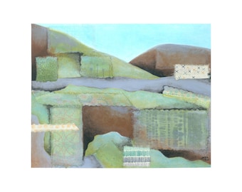 Lámina artística titulada Bahía: Decoración de pared con paisaje colorido