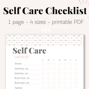 Self Care Checklist Printable, Self Care Tracker, Managing Depression, Illness, Habit Tracker for Self Care - Digital File A4 A5 Happy Plan