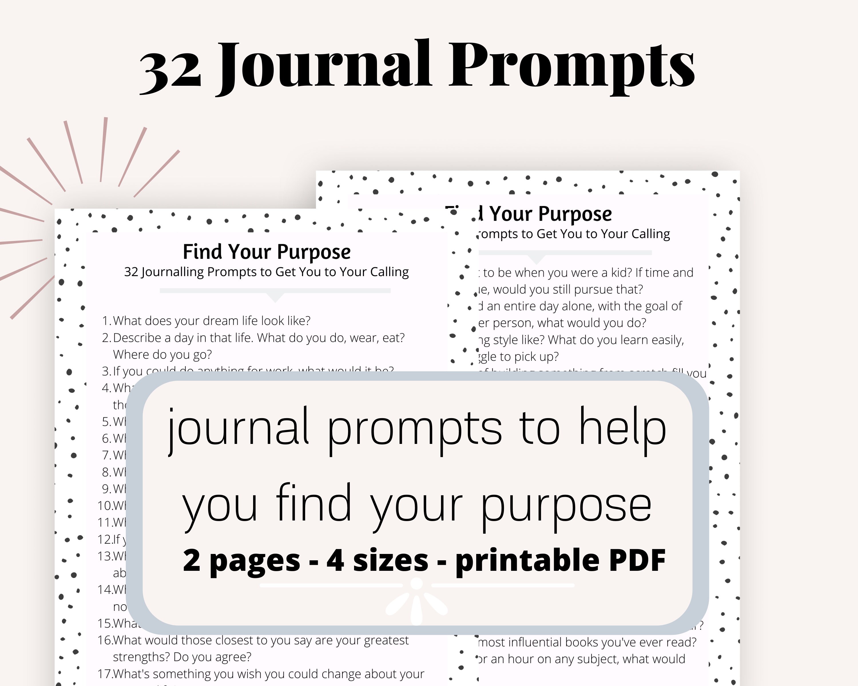 Find Your Purpose Journal Prompts Printable, A4, A5, Classic Happy ...
