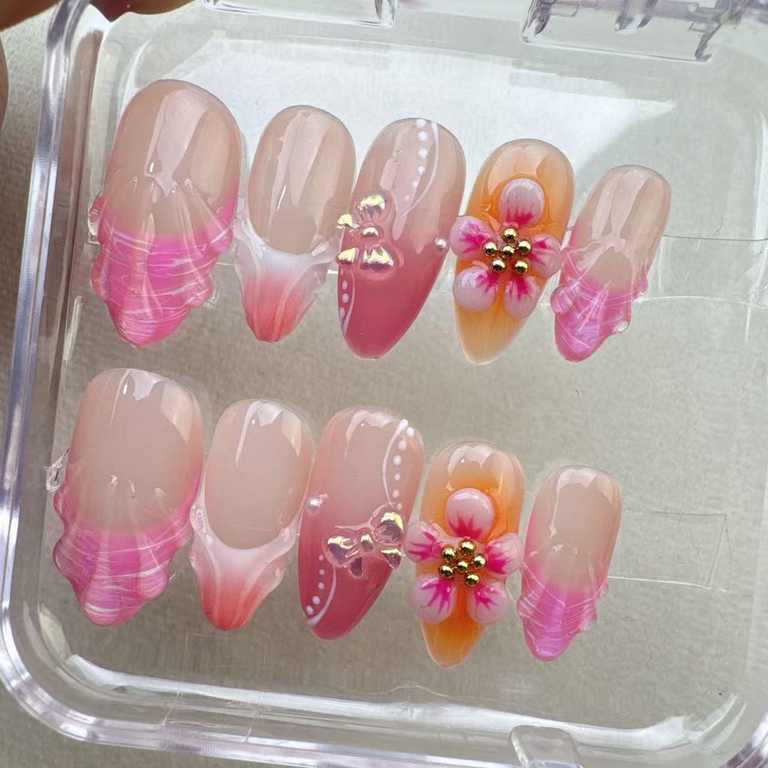 3Dnails/Hand drawn nails\Gift Nails \custom press on nails\hand made Press on Nails\Faux Acrylic Nails\Gel Nails\Press on Nails