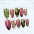 Hand-Painted Press On Nails: Custom Faux Acrylic Gel Nails。gift for her