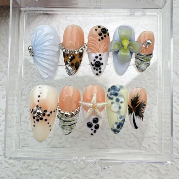 3D Flower Press on Nails: Custom Gel Nail Art - Etsy