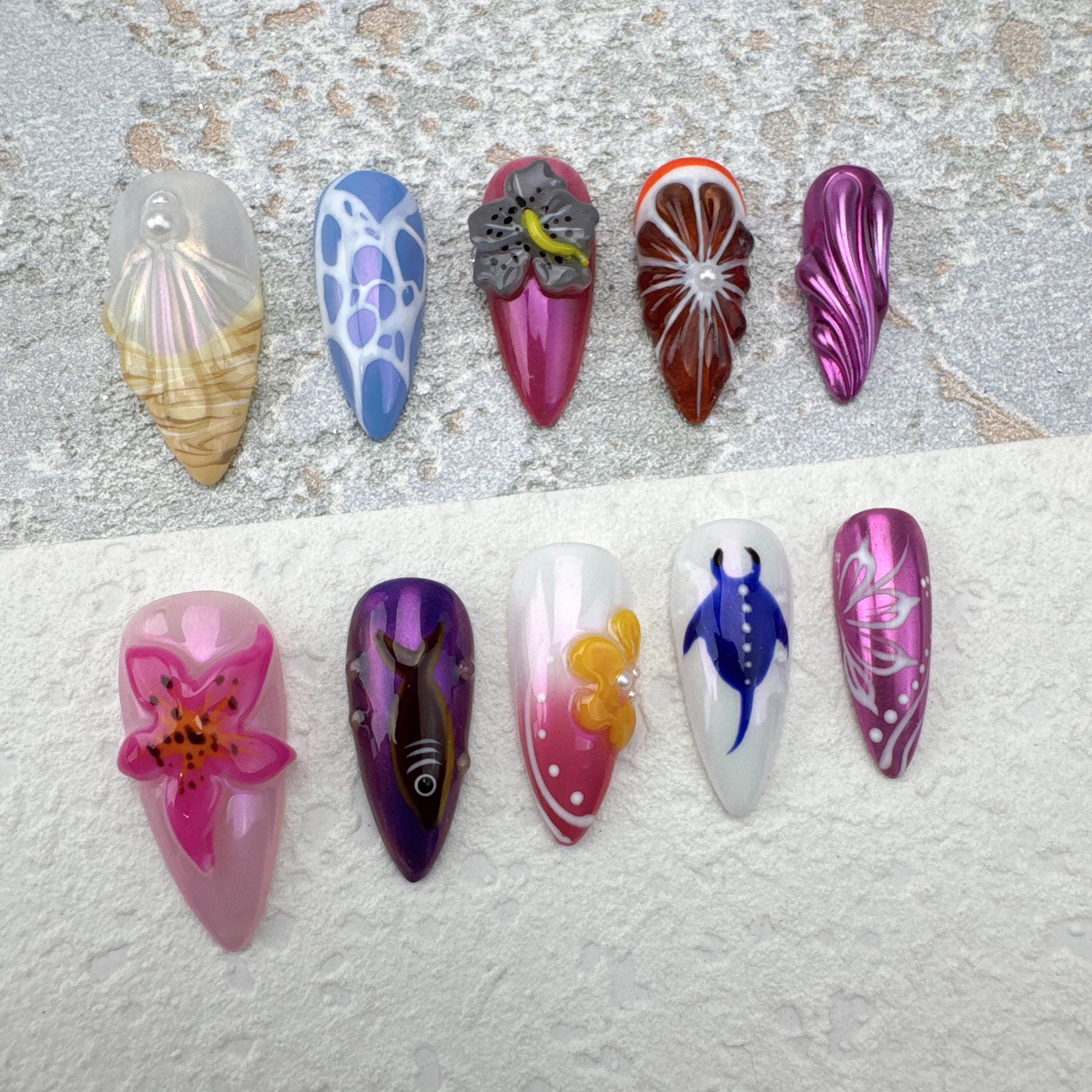 Hand drawn nails\Gift Nails \custom press on nails\hand made Press on Nails\Faux Acrylic Nails\Gel Nails\Press on Nails