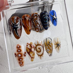 Hand Drawn Press On Nails: Custom Faux Acrylic Gel Nails