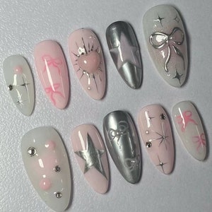 Handmade Press On Nails: Custom Gel Faux Acrylic Nails