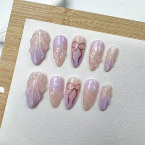 Handmade Press On Nails: Custom Gel Faux Acrylic Nails