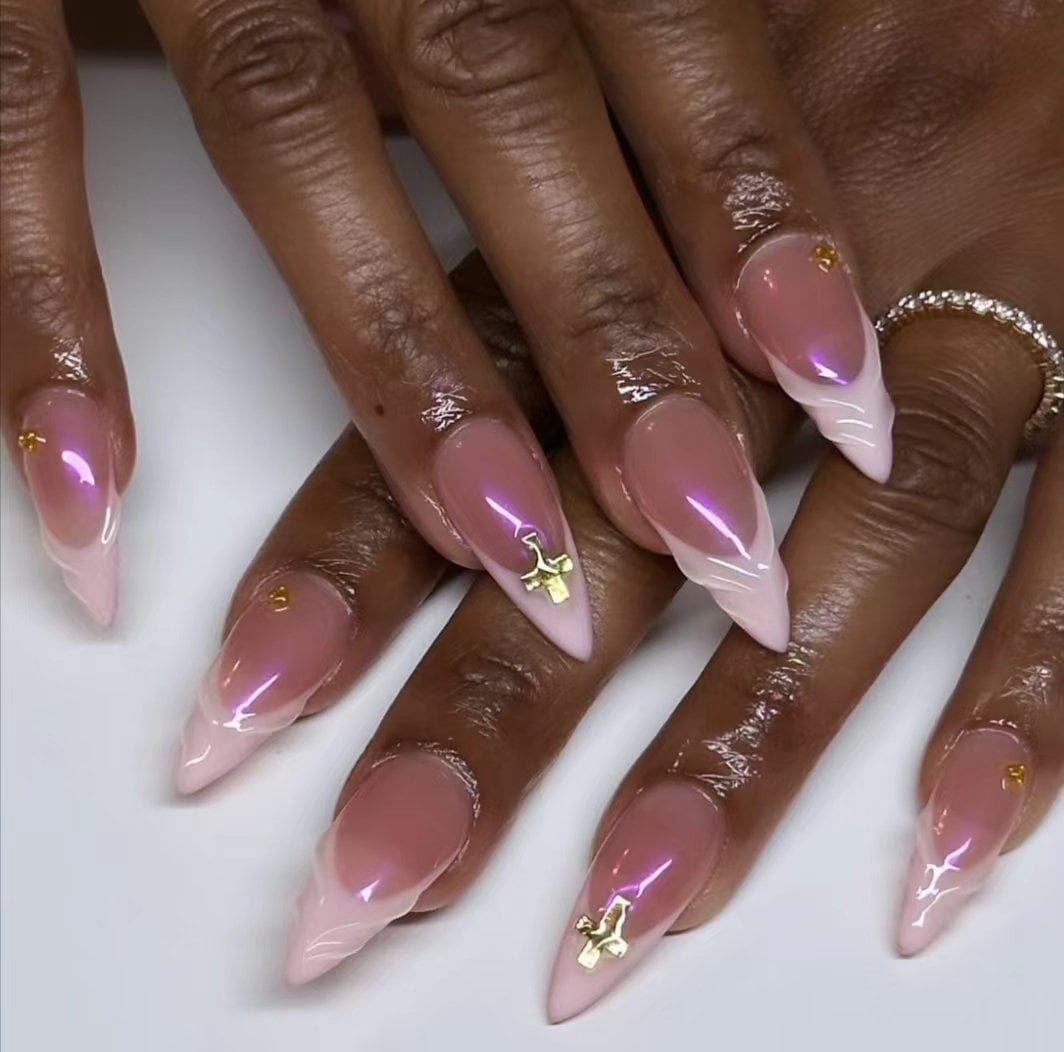 Hand drawn French nails\Gift Nails \custom press on nails\hand made Press on Nails\Faux Acrylic Nails\Gel Nails\Press on Nails