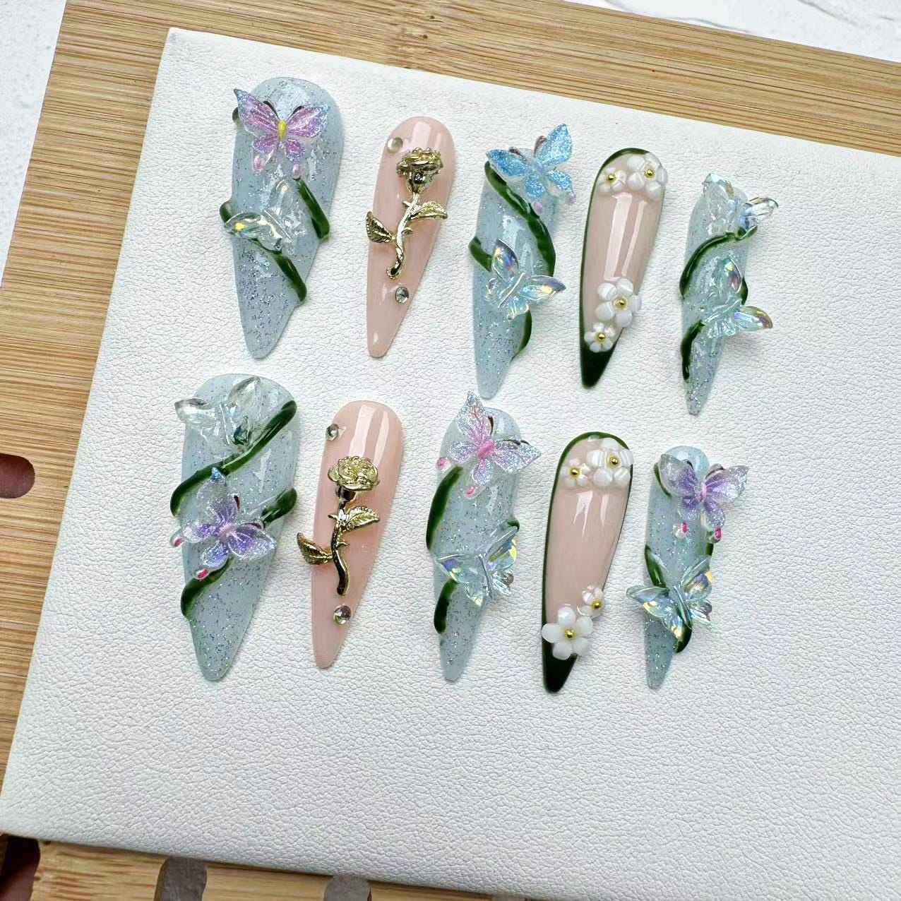 3D nails\Gift Nails \custom press on nails\hand made Press on Nails\Faux Acrylic Nails\Gel Nails\Press on Nails