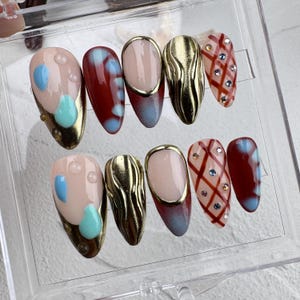 Handmade Custom Press On Nails: Faux Gel Acrylic Nails
