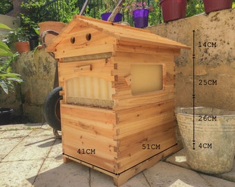 b.Life Flow Bee Hive, FREE SMOKER & GLOVES, Wooden Honey Beehive House 7 pcs Flow Frames