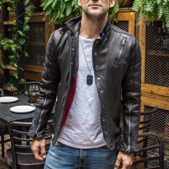 Steampunk Leather Jacket Aged Goat 